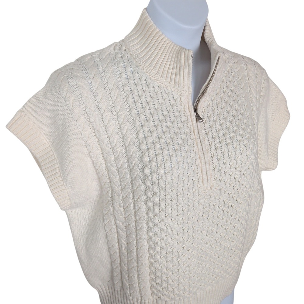 LOFT Cable Knit Sweater Vest Coastal Beachy Preppy Chunky‎